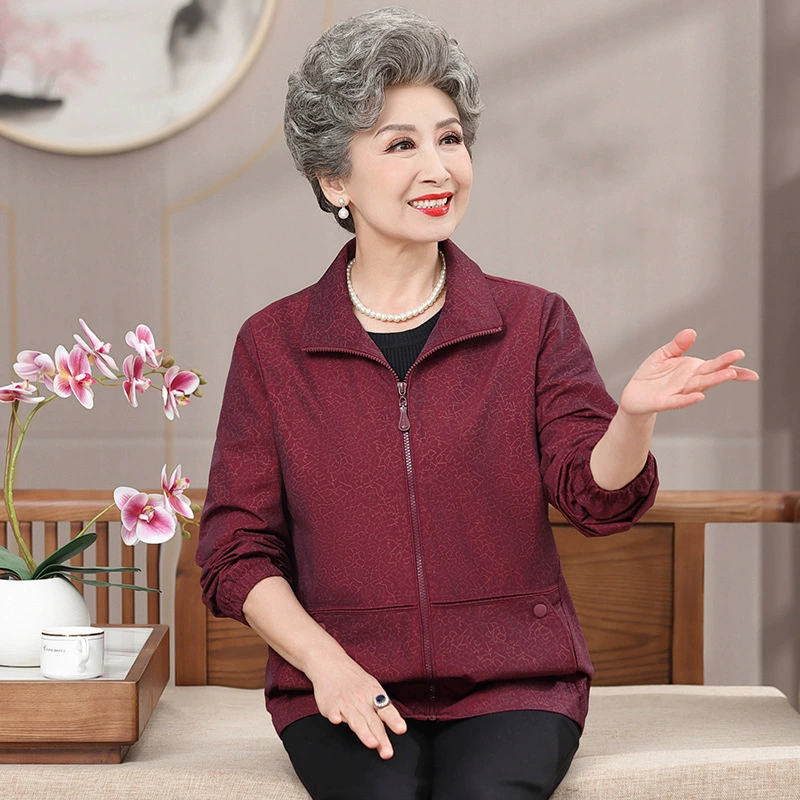 Средние и пожилые женщины весной и осенью с длинными рукавами короткая куртка топ мама повседневная куртка бабушка стильная свободная ветровка