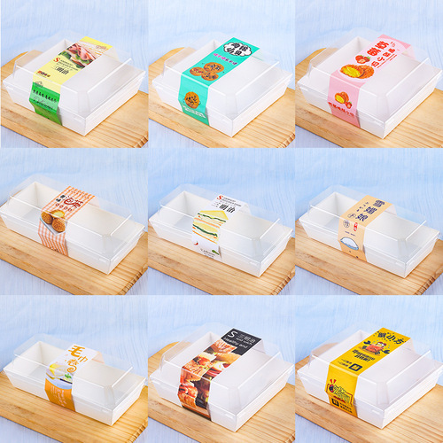 Internet celebrity towel roll box cake packaging box cake roll rectangular wrapping paper transparent disposable sticker strip
