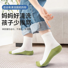 儿童男女宝春秋季不硌脚袜子中筒学生耐脏棉袜百搭纯色小白袜批发