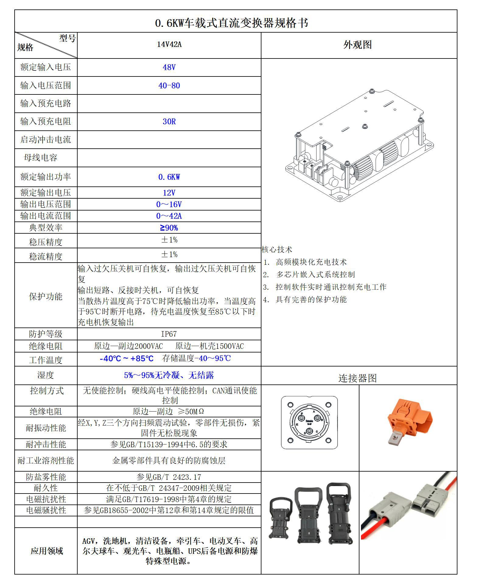 0.6KW车载式直流变换器规格书