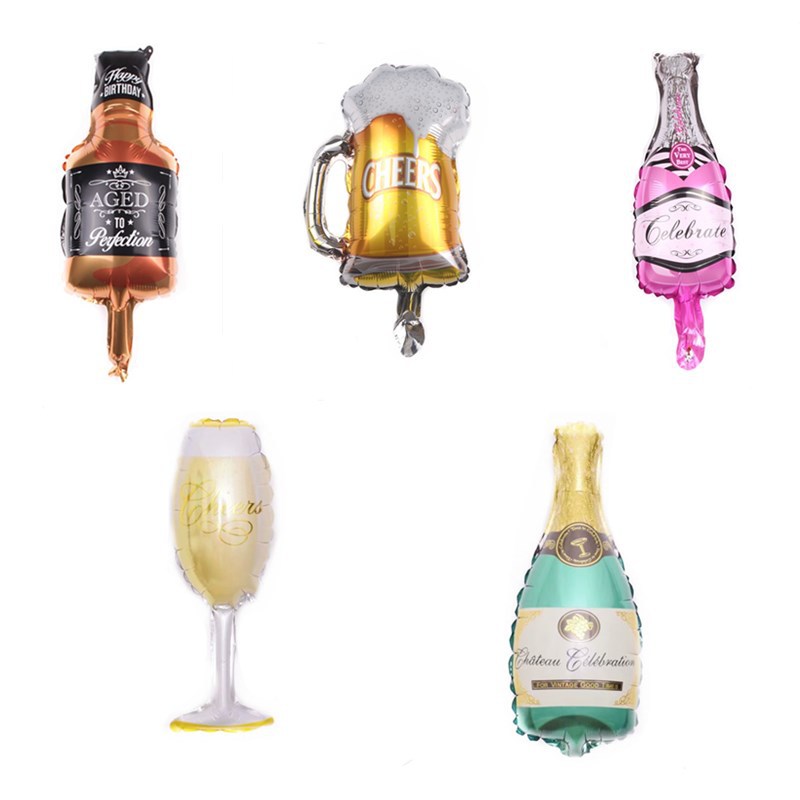 Mini Beer Shape Aluminum Film Balloon Birthday Party Wine Bottle Glass Cartoon Toy Balloon Wholesale