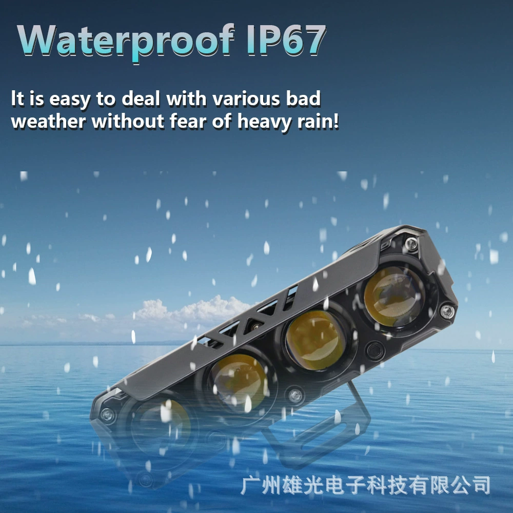 Source factory motorcycle spotlight four-eye lens car LED work light suitable for external e-bike headlight