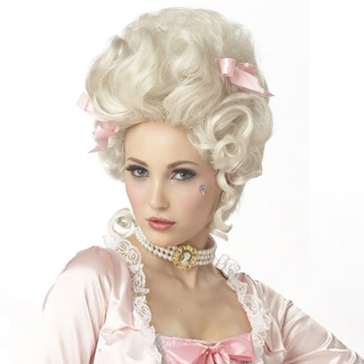 18th century French vintage blonde wig Mary. Antoinette cos High Hat Wig Halloween Dress Up