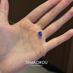 跨境流苏链吊坠项链个性蓝钻高级感锁骨链个性时尚轻奢设计感项链