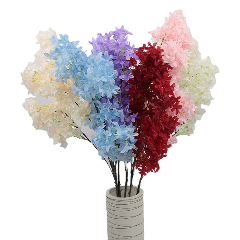 Flor artificial, ramo de cerezo en flor en forma de cruz, tallo único, color morado, para decoración de bodas, arreglos florales, accesorios de flores artificiales, pequeñas margaritas