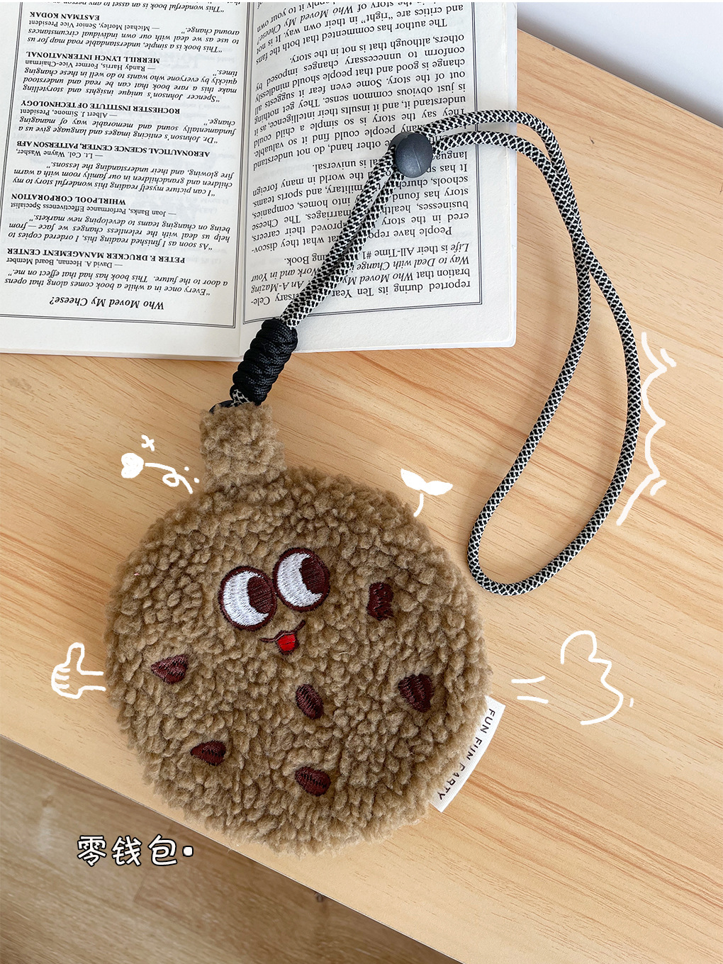 Bolsas de galletas, lindas bolsas de cuello de peluche, expresiones extrañas, bolsas de auriculares, bolsas de cambio, bolsas de almacenamiento de cosméticos