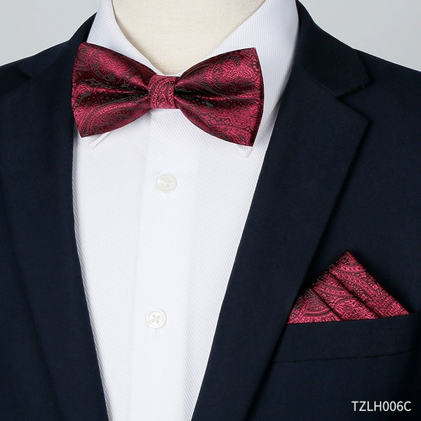Black bottom deep jujube red dark pattern (collar+pocket scarf)
