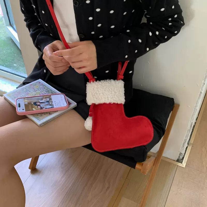 儿童包秋冬新款复古磨砂靴子造型斜挎包小众设计羊羔毛亲子单肩包