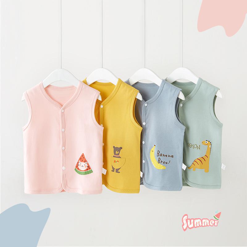 Baby's Vest Spring and Autumn Thin Children's Pure Cotton Boneless Single Layer Vest Baby's Outer Wear Vest for Boys and Girls