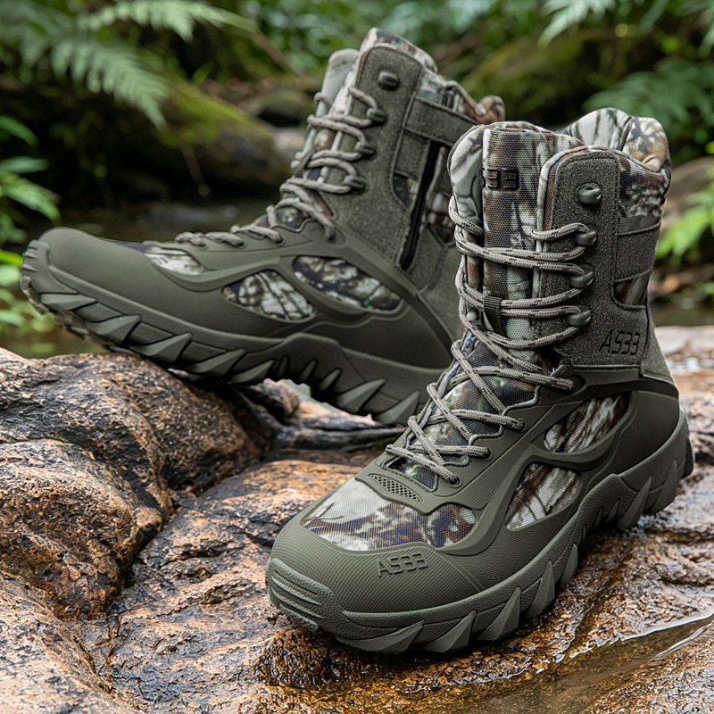 Cross-Border New High-Top Tactical Military Boots for Men, Hiking and Mountaineering Shoes, Camping Professional Training Boots, Combat Outdoor Sports Boots