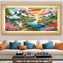 蒙娜丽莎皇室十字绣漓江山水新款风景画大幅手绣42色满绣无勾边