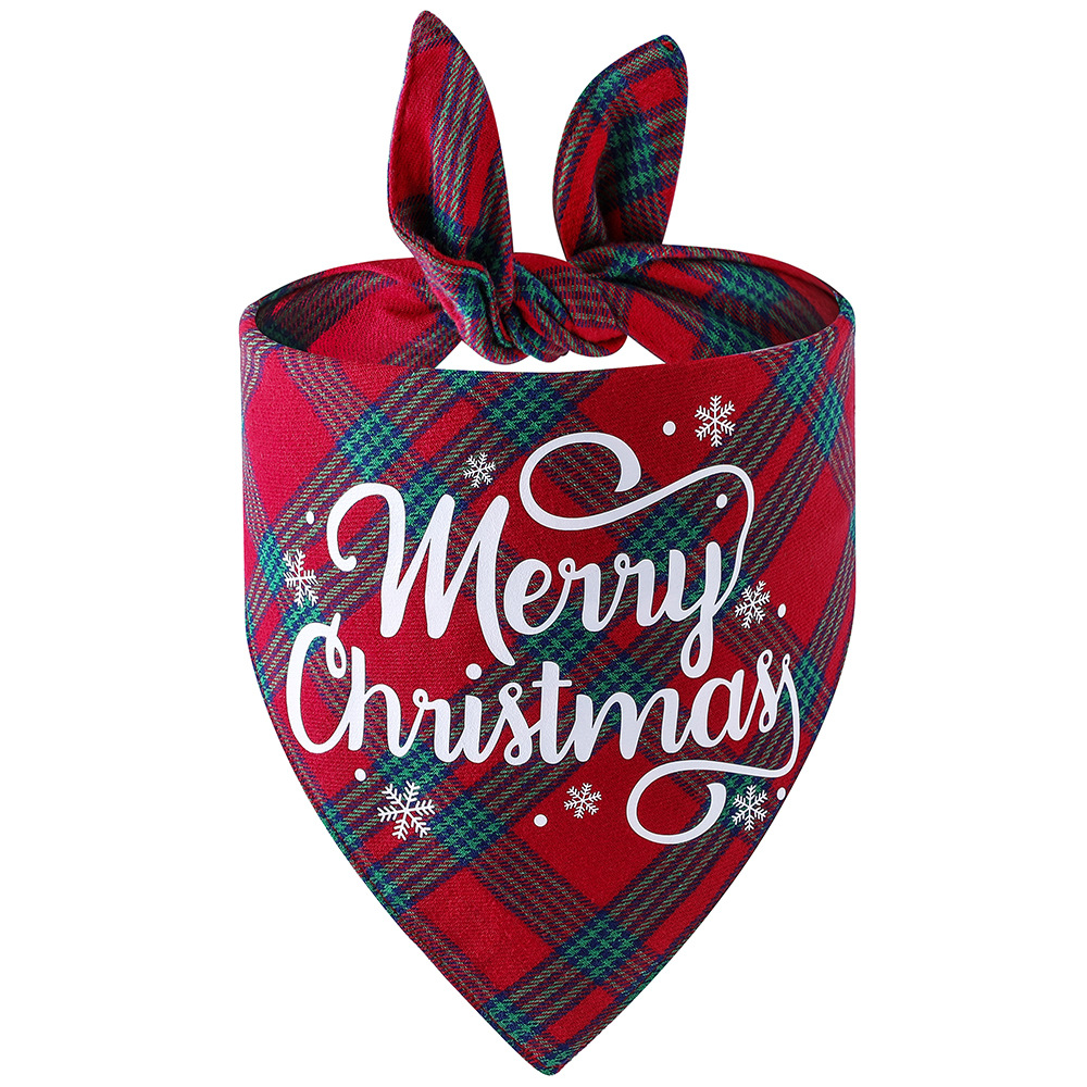 Original transfronterizo nuevo algodón a cuadros mascota triángulo bufanda perro bufanda Navidad mascota saliva toalla mascota bufanda