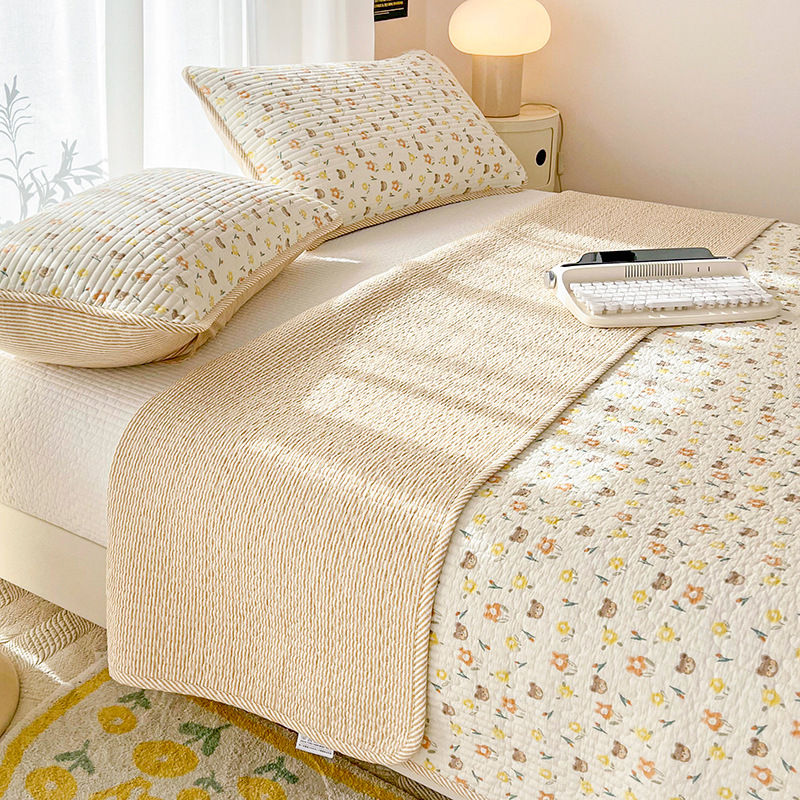 四季通用両面純綿ベッドカバー単品綿キルティング綿畳シーツ三点セット滑り止めパッドシングル