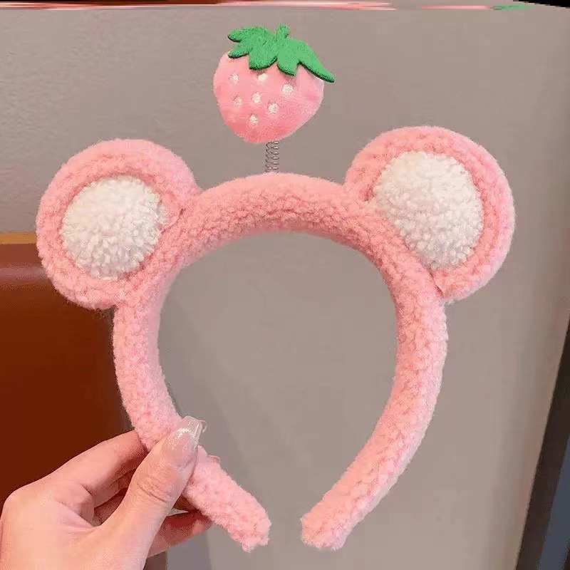 2024 otoño y invierno nuevo dulce tierna chica lavado facial maquillaje banda de pelo peluche correa de cabello fábrica al por mayor