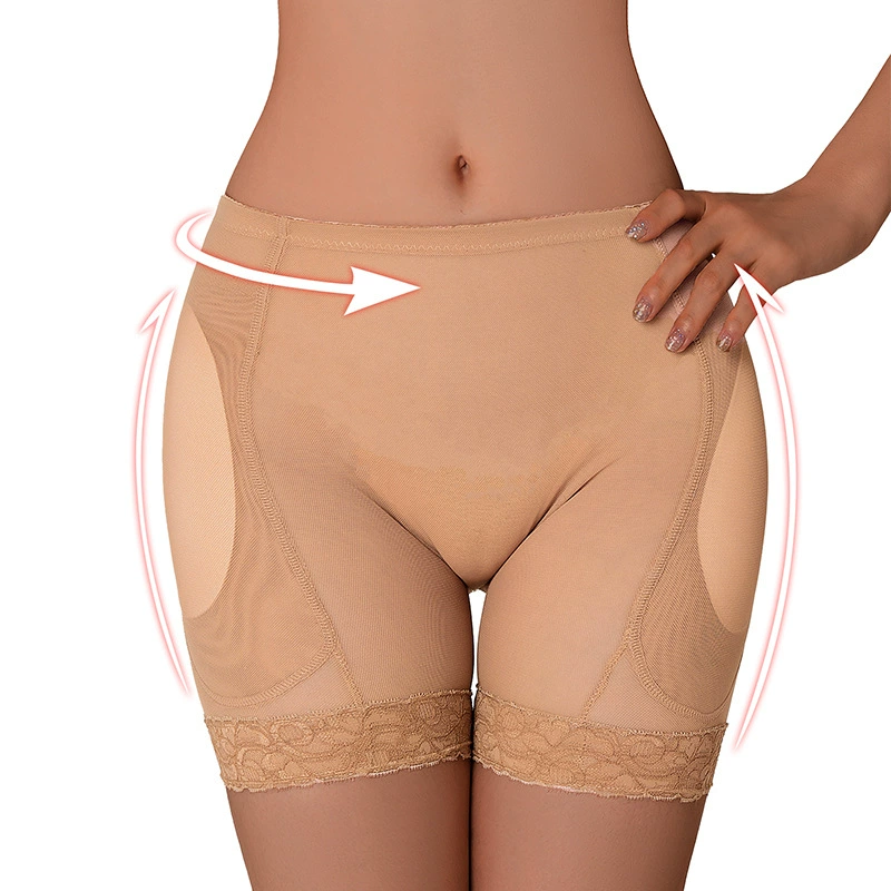 Трансграничная сетчатая пряжа шорты средней талии губчатый коврик с толстыми ягодицами