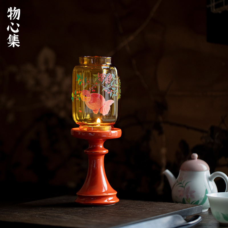 物心集新中式故宫红烛台茶道配件茶室氛围感香薰蜡烛高颜值摆件|undefined