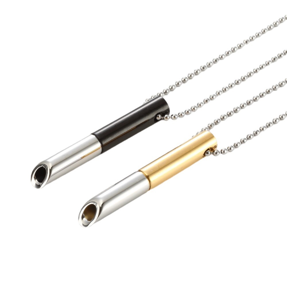 Amazon meditación silbato collar a juego de colores accesorios acero titanio justo colgante ajustable respiración tubo redondo anillo joyería