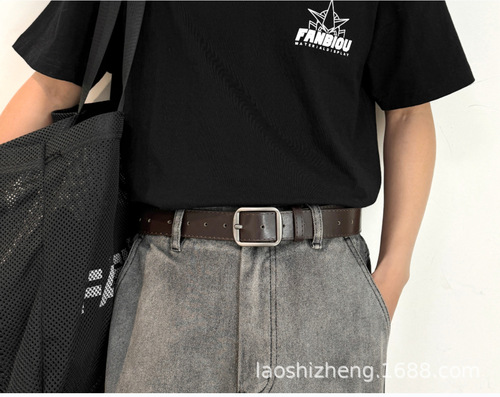 Retro pin buckle belt for women Korean style simple and versatile student jeans belt unisex fashion trend bf style