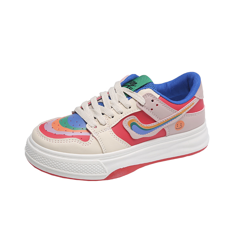 Casual Color Matching Rainbow Mandarin Duck Piccole scarpe bianche Donna 2023 nuova marea primaverile in scarpe sportive con fondo spesso rosso netto_voghion.com