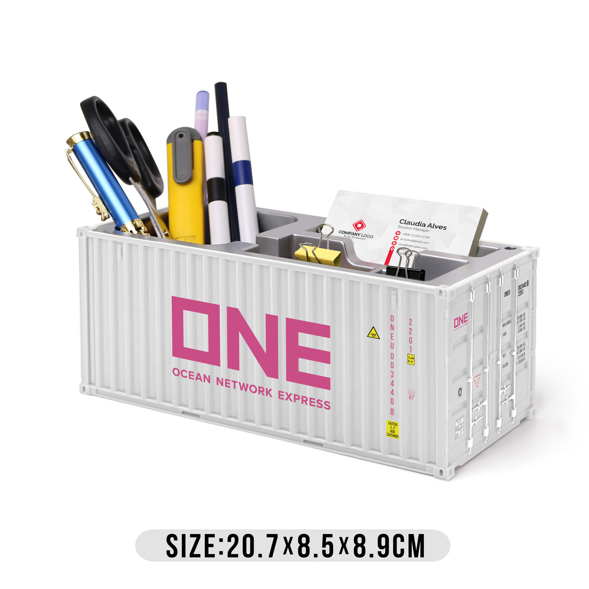 Caja de tarjetas de presentación ONE Pen Holder Blanco