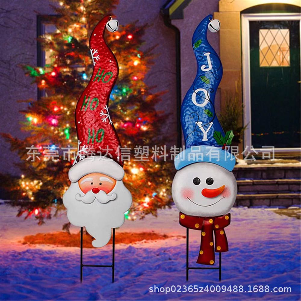 跨境爆款圣诞节驯鹿偷看栅栏装饰圣诞老人雪人格林奇庭院插牌装饰