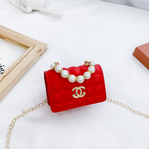 Children's Crossbody Wallet, Toddler Girls Outing Handbag, Princess Style Baby Pearl Handbag