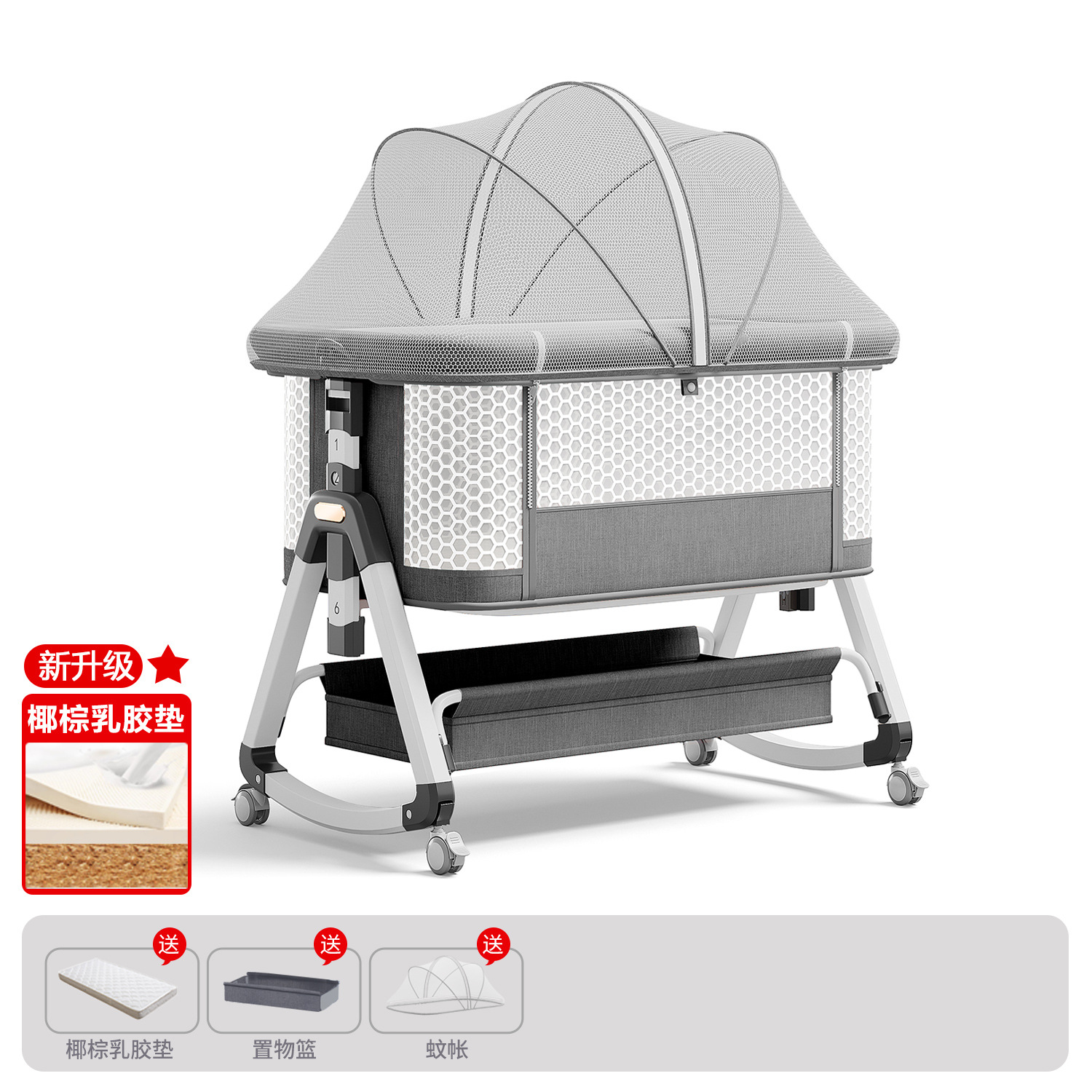 Cama de bebé móvil portátil cuna cama plegable multifuncional BB cama para recién nacidos empalme cama grande
