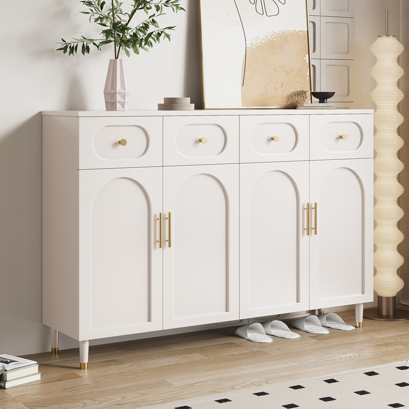 Entrance Cream Style Shoe Cabinet, Home Door Partition Cabinet, Modern Simple Entrance Cabinet, French Light Luxury White Storage Cabinet