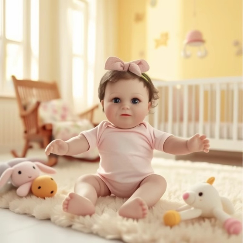 3D高彩重生娃娃仿真婴儿 柔软身体半胶植入发跨境生产厂家外贸