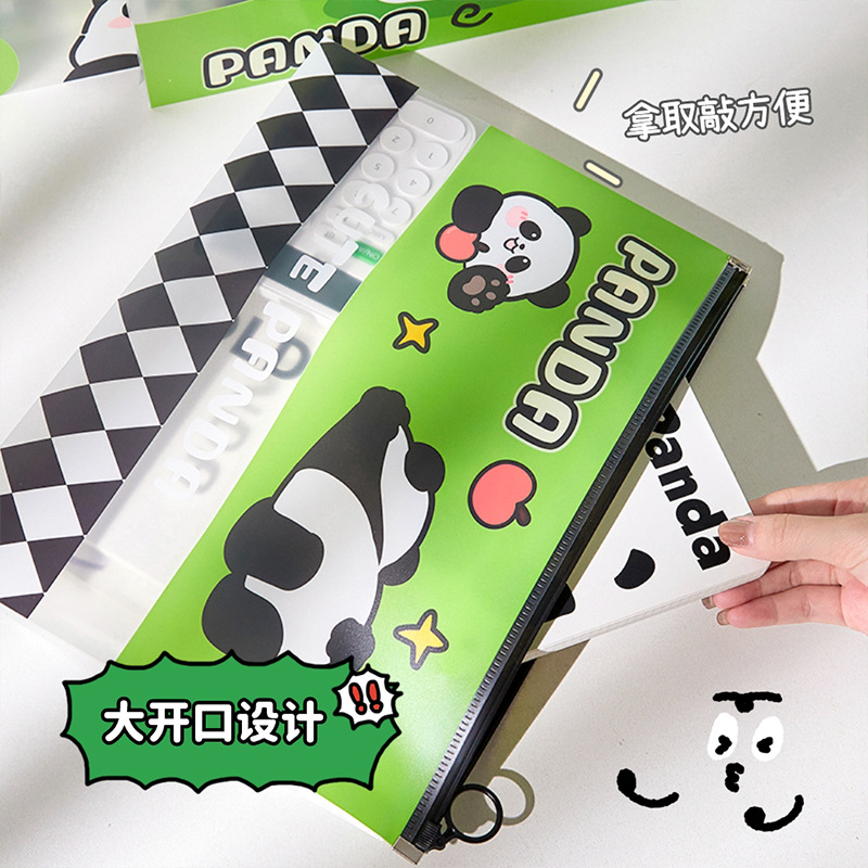 Bolsa con cremallera A4 con diseño de panda gigante, bolsa creativa para documentos, gran capacidad, bolsa de almacenamiento de materiales escolares para estudiantes, portátil