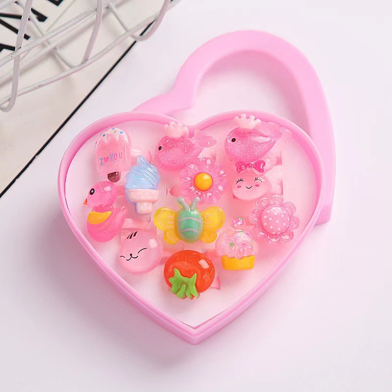 Nuevo anillo para niños sirena anillo para niños una caja de anillos de joyas para niñas juego de juguetes para niñas