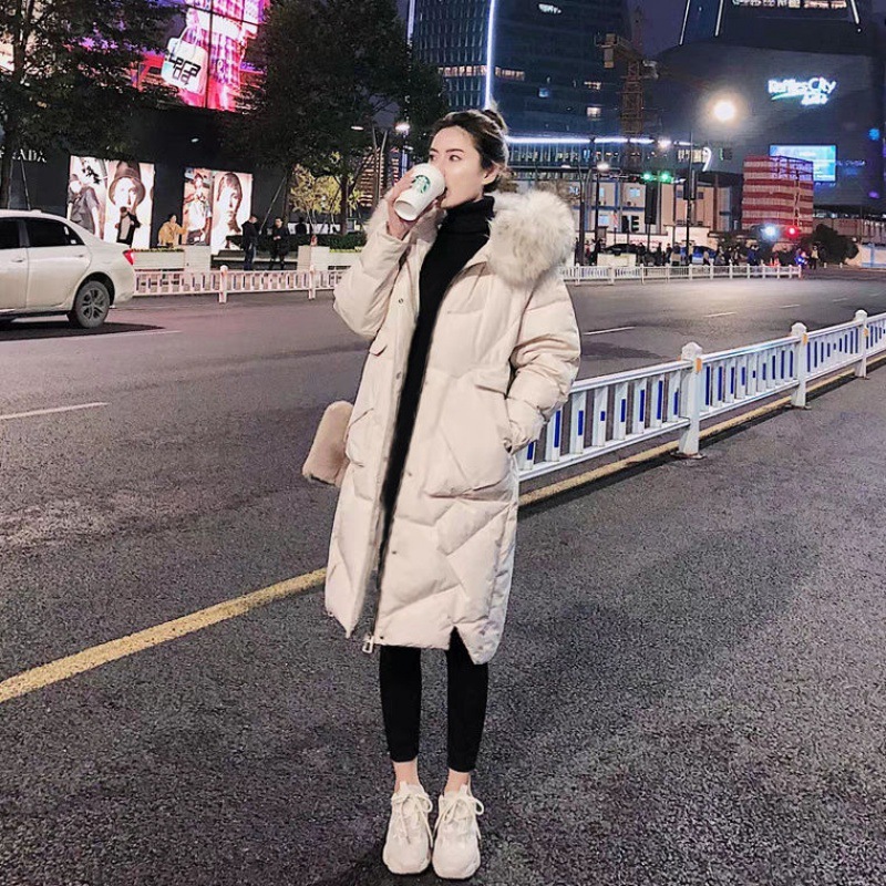 2021新款羽絨棉衣女 韓版棉服女寬松顯瘦加厚毛領中長款外套女潮