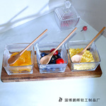 家用轻奢创意网红琥珀色锤纹竖纹四方零食盘零食碟小吃碟蘸料碟