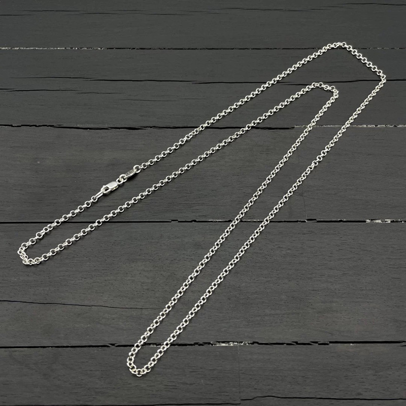 Sterling Silver 925 Crowe 2MM Classic O-Chain Basic Plain Chain Necklace Single Chain Joker Personality for Men and Women Couple Sterling Silver 925 Crowe 2MM Classic O-Chain Basic Plain Chain Necklace Single Chain Joker Personality for Men and Women Couple