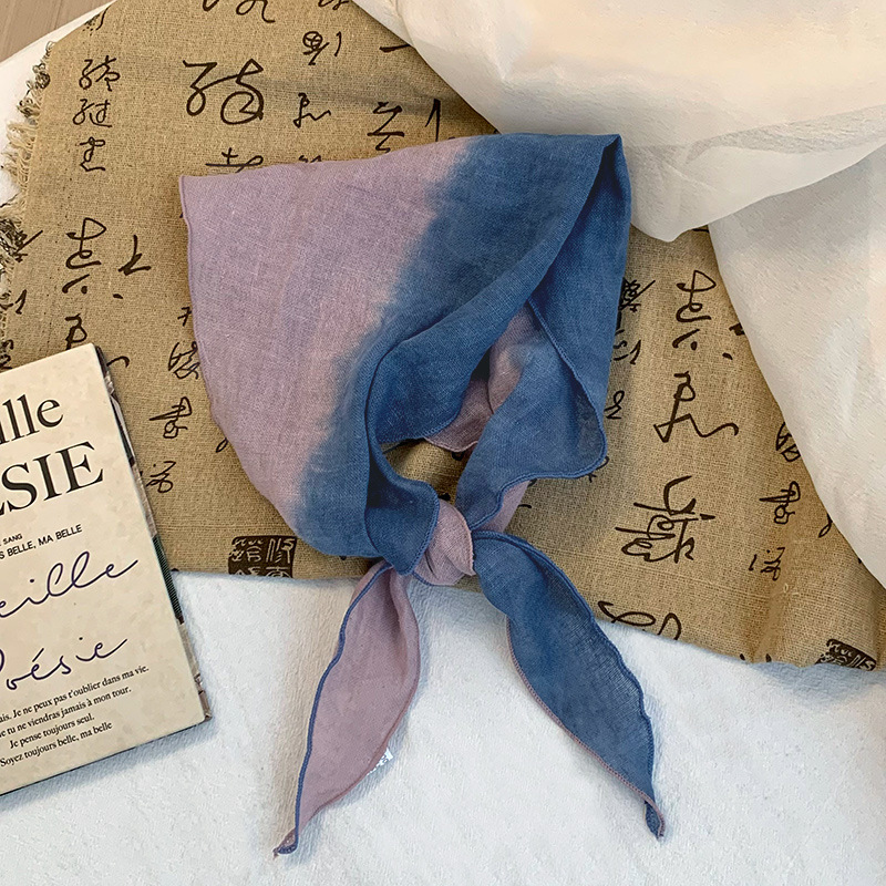 Pañuelo de seda de alta calidad nuevo estilo literario a juego de color algodón lino en forma de diamante bufanda decorativa pañuelo en la cabeza cinturón para el cabello protector para el cuello chal pequeño