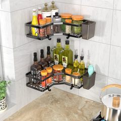 アマゾンのステンレスは穴を開けないで浴室の三角の物置棚を固定しないで壁掛の台所のトイレの角の収納棚を掛けます。