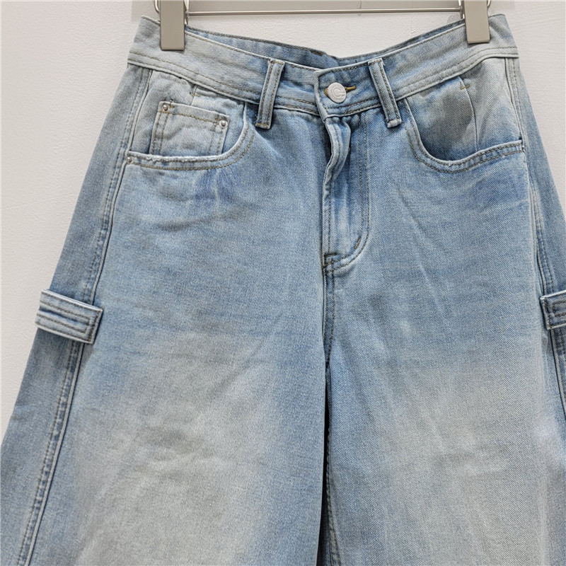 Pantalón Corto de Mezclilla de Tiro Alto Holgado de Poliéster Efecto Desgastado image 4