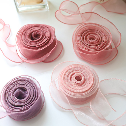 Simple fishtail gauze colorful mesh tape floral flower shop tie fishtail ribbon gauze tape flower wrapping material materials wholesale