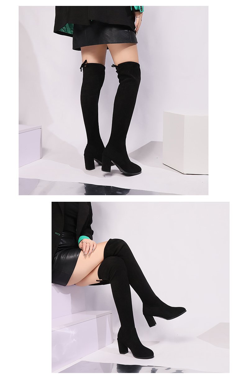 Bottes élastiques longues au genou pour femmes, nouvel article d'automne 2024, grande taille, tempérament polyvalent à la mode, talons hauts au genou_voghion.com