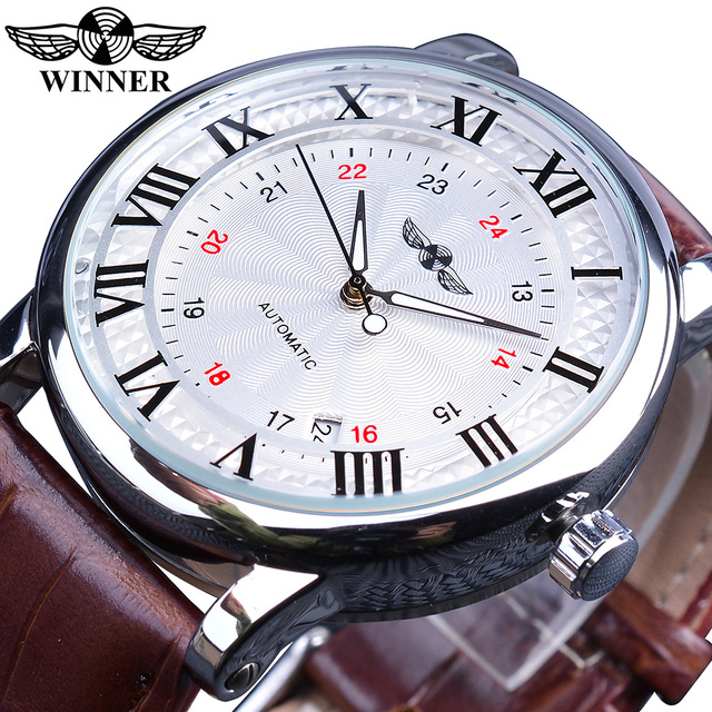 Reloj de moda minimalista para hombres, reloj mecánico automático, esfera de números romanos, reloj de correa de negocios