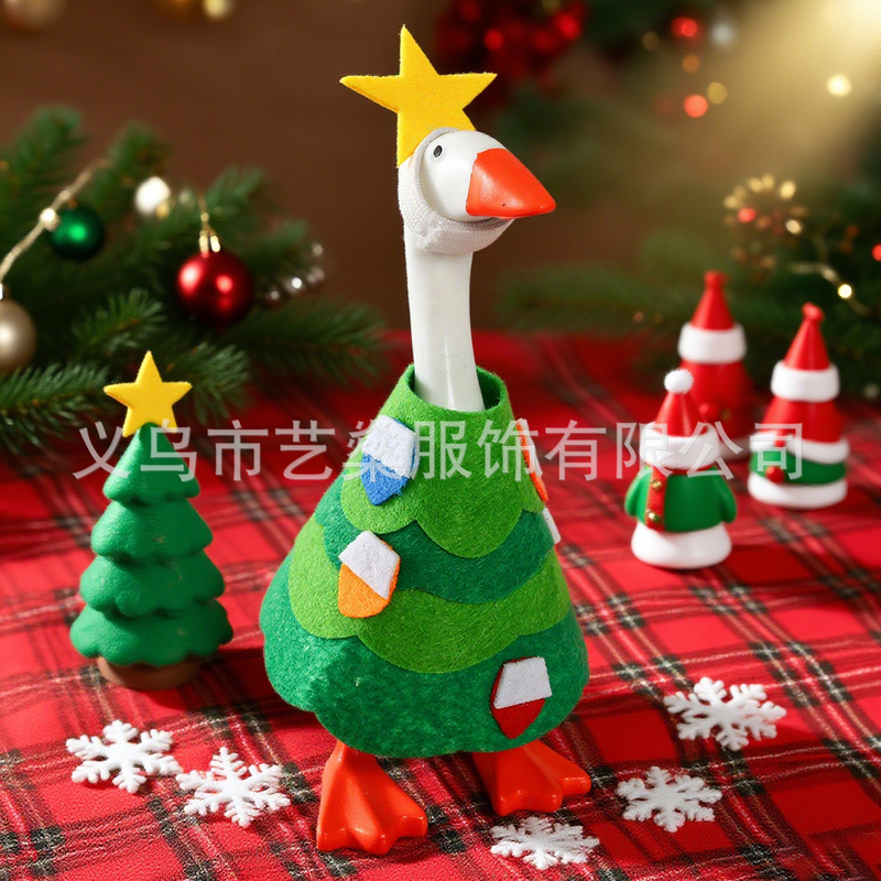 跨境新品圣诞节门廊鹅服饰装扮道具 麋鹿大白鹅圣诞帽子派对ins风|undefined