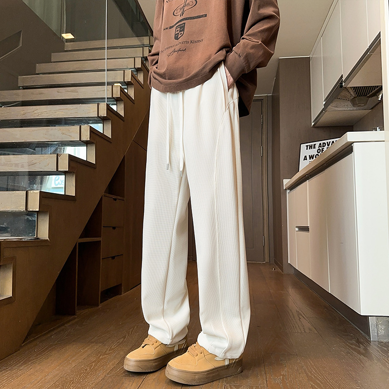 Herren-Jogginghose aus Waffelstrick für Herbst und Winter, trendige Marke, hochwertiges Tragegefühl, lockerer, gerader Schnitt, sportlich-lässig_voghion.com