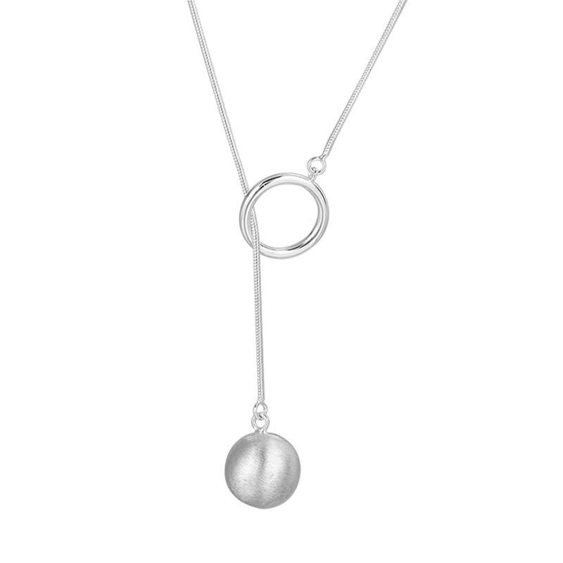 Elegant lång halsband med silverboll för män_voghion.com