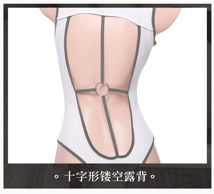 Sailor Role-Play Lingerie Set with One-Piece Skirt and Black Open-Crotch Stockings — detail image 17