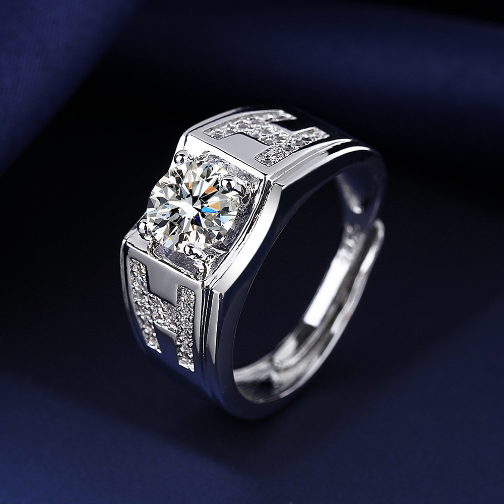 Korean-style 2023 ring cross-border hot selling live selling domineering Moussin male ring diamond design wholesale