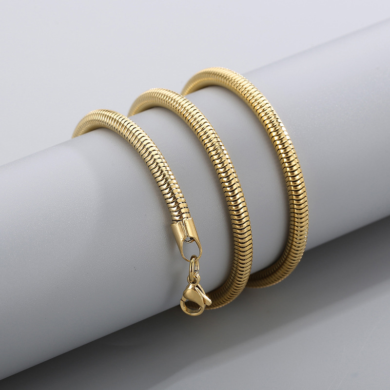 33g Weight Hip-Hop Geometric Titanium Steel 18K Gold Plated Men's Necklace