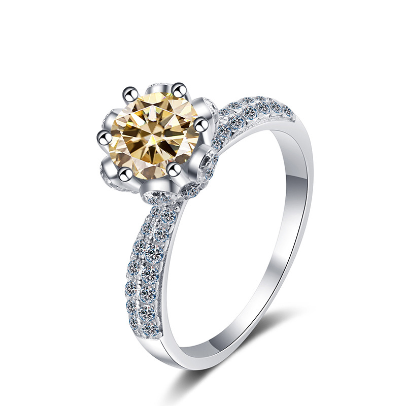 Transfronterizo para 2022 nuevo anillo de plata esterlina s925 de 1 quilate para mujeres, anillo de piedra de moissanita, ventas calientes