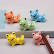 青蛙筷子架多彩青蛙陶瓷工艺品小摆件青蛙笔架园艺盆景装饰小摆件