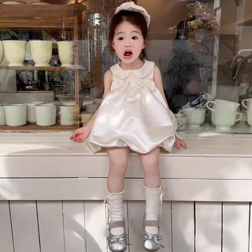 Summer Dress for Girls 2024 New Model High-End Birthday Gown Princess Dress Children's Backless Skirt