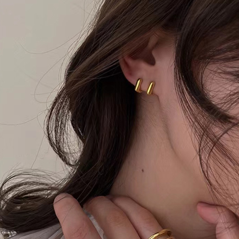 10g Weight 1 Pair Simple Style Irregular Plating Titanium Steel Ear Studs